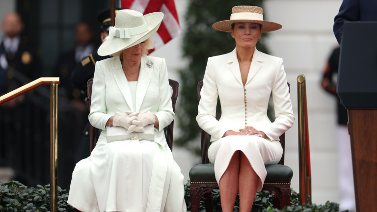 Дипломация в бяло – скритото послание в тоалетите на кралица Камила и Мелания Тръмп